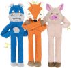 3 Pack No Stuffing Crinkle Squeaky Interactive Plush Dog Toys for Aggressive Chewers to Keep Puppy Busy for Boredom Small & Medium Breeds Furry Friend