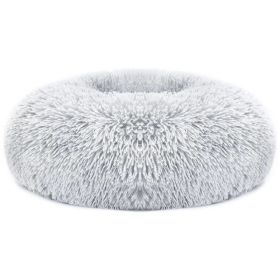 Dog Bed Soft Warm Fleece, Cozy Nest Sofa Bed Cushion L Size (Option: Gray-L)