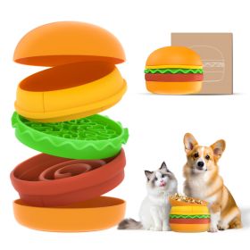Hamburger Appearance Pet Dog Bowl Combination Multi-layer Five-in-one (Option: Orange)