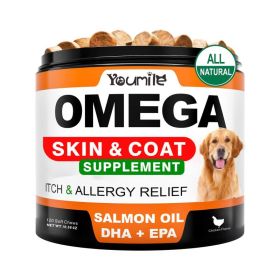 Youmile Omega 3 For Dogs - 120Ct  Fish Oil Treats - Allergy & Itch Relief Skin & Coat Supplement - Dry Itchy Skin, Anti Shedding & Hot Spots (Option: 120  Soft Chews1 BOTTLE)