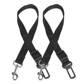 2Pcs Pet Dog Seat Belt Leash Adjustable Dog Safety Leads Harness Car Vehicle Nylon Fabric Seatbelt Strap (Option: Black-2Pc)